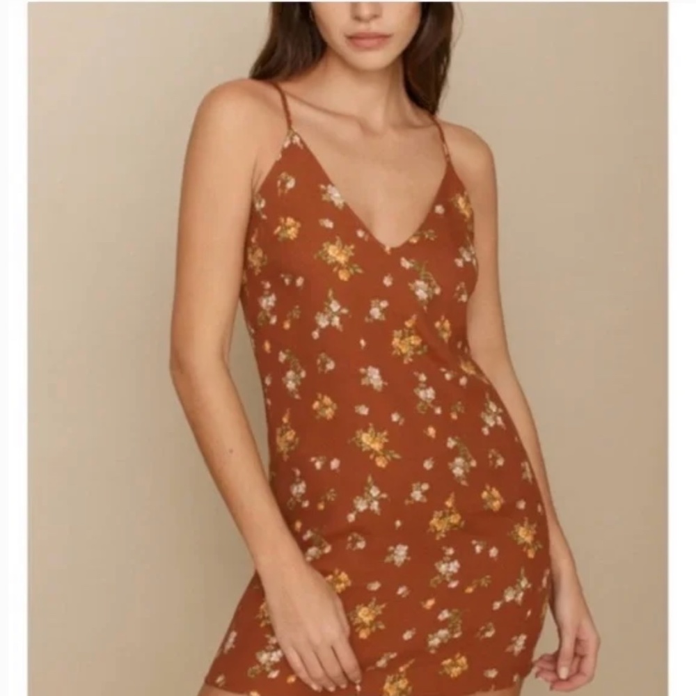 Reformation - Ventura Dress - Brown Floral - NWOT - L